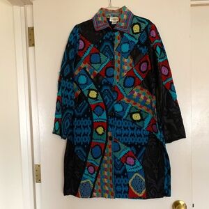 Sandy Starkman L/S Mid Length Coat. Color: Multi. Size M